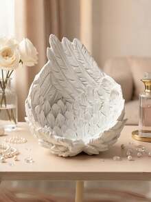 1PC Standard Size Durable Non Slip Scratch Resistant Sturdy Resin White Angel Wings Feather Wings Crystal Ball Display Base Jewelry Ring Necklace Earring Storage Organizer Stand For Home Office Bedroom Vanity Tabletop Decor Gift Housewarming Wedding - multicolor - View 10