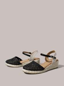Styleloop Women's Wedges & Platform Shoes, Black Mesh Hollow Sandals, Bohemian Style, Island Vacation, Versatile For Travel And Commuting, A Must For Travel - Black - View 10
