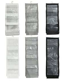 1 Piece Multi-Pocket Clear Mesh Hanging Handbag Organizer, Dustproof Hanging Purse Storage Rack, Space Saving Transparent Bag Collection Holder, Closet Wardrobe Storage Organizer For Handbags, Wallets, Ideal For Bedroom & Cloakroom Home Storage - White - View 16