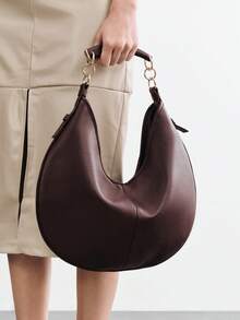 SHECARRY Women's Fashionable, Simple And Versatile Classic Five-Handed Shoulder Bag, Hobo Bag, Daily Commuting Shopping - Coffee - View 1