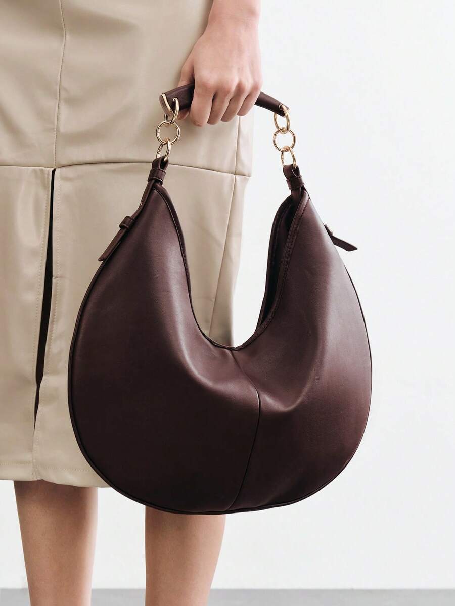 SHECARRY Women's Fashionable, Simple And Versatile Classic Five-Handed Shoulder Bag, Hobo Bag, Daily Commuting Shopping - Coffee - View 1