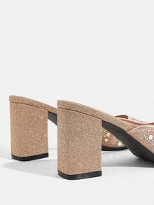 CUCCOO TILAWA Elegante spitze Damen-High-Heels aus Metall mit zarter Stickerei und Laser-Strass-Design - Champagnerfarben - Übersicht 6