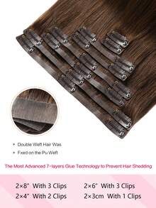 Seamless Clip Ins Extensiones de cabello humano Remy con clips invisibles, 8 piezas, 110g-120g, extensiones de cabello humano con clips en la cabeza completa - S4 - Ver 6