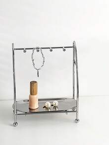 Silver Light Luxury Split Iron Jewelry Display Stand, Desktop Storage Holder For Necklace Earrings Studs, Multi-Purpose Ornament Rack, Ins Style Silver Light Luxury Iron Jewelry Hanger, Split Desktop Organizer Display Rack For Earrings Necklace Studs - Silver - View 6