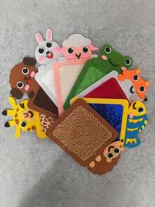 POKOJA LAND 1/8PcsRandom Animal Texture Animal Themed Sensory Play Mat , Color Recognition & Sensory Exploration Set, Classroom Sensory Room Decor, Great Back-To-School Gift - Multicolor - View 2