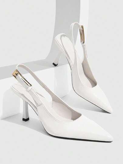CUCCOO SZL Women Shoes Light Luxury Commuter Temperament Versatile Women's Workplace Dating Out On The Street Four Seasons Patent Leather Glossy Metal Buckle Sol