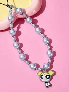 THE POWERPUFF GIRLS X SHEIN 時尚可愛卡通狗壓克力手工串珠手機鍊 手機掛繩 手機吊飾 - 彩色 - 查看 5