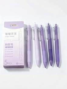5Pcs/Set Retractable Gel Pens – Comfortable Silicone Grip, 0.5mm Black Ink, Smooth Writing Stationery Set For Office, School, Daily Use, Back-To-School Supplies - one-size - View 8