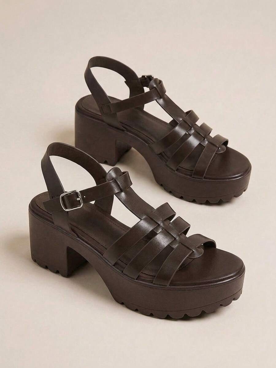 HighSole 女士时尚黑色高跟凉鞋,适合夏季毕业典礼、舞会、度假等各种场合,包括夏季、圣诞节、秋季、新年等节日。 - 摩卡棕 - 查看 1