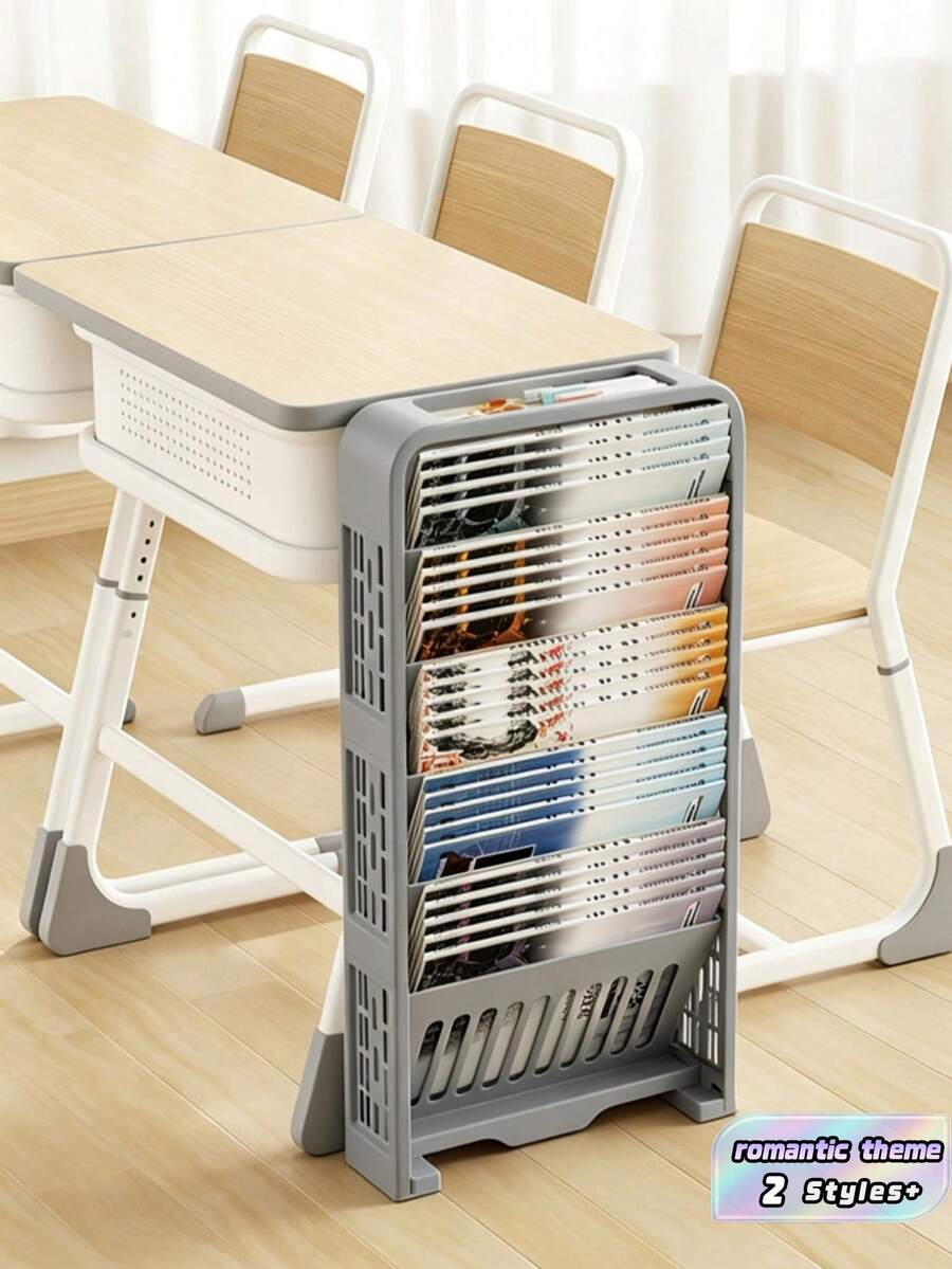 1PC Upright Bookshelf, Multi-Tier Desktop Storage Rack, Available In Multiple Colors, Suitable For Schools, Libraries, Living Rooms, Bedrooms-Multifunctional - Multicolor - View 1
