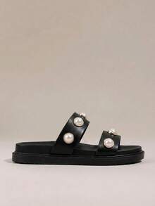 HighSole 休闲时尚百搭露趾女式平底凉鞋 - 黑色 - 查看 2