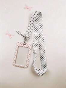 1Set Polka Dot Push-Pull Card Clip – Fashion Keychain Pendant Bag Charm For ID Badge, Transit Pass, Access Card, Office Workers, Commuters, Adults, Personalized Accessory For Bags, Keys, Daily Use, Cute Gift For Women, Men, Colleagues - Rectangle - View 11