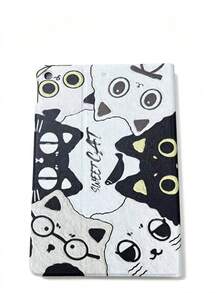 1 buah Casing Akrilik Motif Kucing Hitam Putih, Penutup Tidur Otomatis dengan Slot Pena, Penyangga Multi-Sudut - MultiWarna - View 5