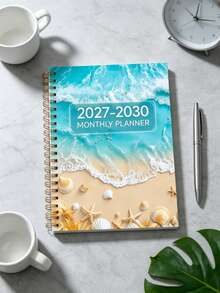 مخطط تقويم طويل الأمد 2027-2030، دفتر مخطط تقويم أسبوعي بغلاف صدفة موجية ونجمة بحر، للعمل والمنزل، مستلزمات العودة إلى المدرسة، إكسسوارات مكتبية، ضروريات منزلية - متعدد الألوان - مشاهدة 6