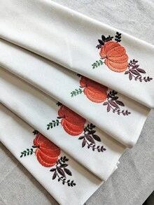 Cirelle 1/2/4 Pcs Embroidered Pumpkin Cloth Napkins, Off-White Fall Harvest Dinner Napkins With Orange Pumpkin Embroidery, Washable Reusable Cloth Napkins For Dining Table Decor - Multicolor - View 16