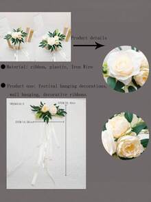 1 Peça Arranjo Floral Artificial de Eucalipto e Rosa para Encosto de Cadeira, Decoração de Casamento e Festa ao Ar Livre, Ornamento de Mesa, Plástico Realista, Sem Rega, Fácil Manutenção, Versátil para Uso Interno e Externo, Decoração para Casa e Jardim, Presente - Multicolorido - Visão 9