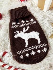 PETSIN 1pc Pet Christmas Sweater With Universal Geometric Patterns For Cats And Dogs And Deer Patterns, Fashionable, Classic, Elastic, Comfortable, High Neck, Warm Pet Sweater - Multicolor - View 4