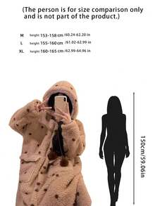 1Pc Women's Cozy Coral Fleece Hooded Robe - Warm And Soft Lounge Dress With Pockets, Machine Washable - Perfect For Fall And Winter - Multicolor - View 3