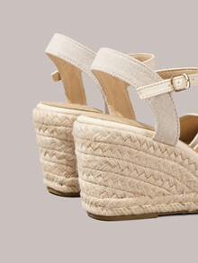 Styleloop Women's Woven Rope Platform & Wedge Sandals, Bohemian Style Western Music Festival Party Wear For Christmas Valentine's Day Vacation Outfits Travel - Beige - View 7