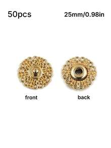 1 Pack 50 Pcs Exquisite Metal Snap Buttons Invisible Coat Fasteners Hidden Buckles For Sweaters Garments Three Colors Available - multicolor - View 16