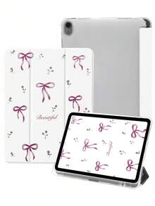 1 buah Casing Tablet Motif Bunga Pink Lucu dengan Pita dan Tempat Pena, Terbuat dari Silikon yang Dapat Dilipat, Dilengkapi Penyangga, Tahan Guncangan, dan Melindungi dari Jatuh, Penutup Lembut. - MultiWarna - View 5