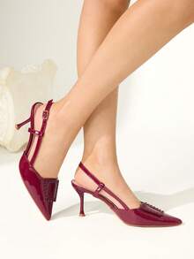 CUCCOO CHICEST Ladies Temperament Red Pointed Empty High Heels Sandals Stiletto Dinner Shoes - Red - View 7