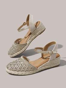 Styleloop Women's Wedges & Platform Shoes, Breathable Metal Mesh Wedges, Bohemian Style, Vacation Wear, Travel Essentials, Commuting Versatile - Gold - View 3