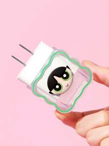 THE POWERPUFF GIRLS X SHEIN Data Cable Protector, Suitable For IPhone Charger, 4-Piece Set Of Mobile Phone Cable Protectors, Charger Protector (Excluding Data Cable) - Buttercup-Green - View 6