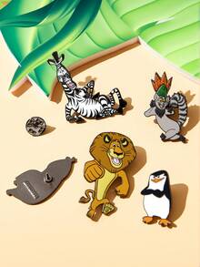 SHEIN MADAGASCAR 5入組時尚可愛卡通動物胸針徽章，彩色鋅合金滴油珠寶飾品配件，適用於外套與書包扣飾 - 彩色 - 查看 6