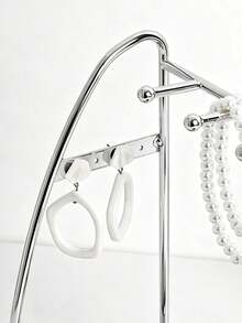 Silver Light Luxury Split Iron Jewelry Display Stand, Desktop Storage Holder For Necklace Earrings Studs, Multi-Purpose Ornament Rack, Ins Style Silver Light Luxury Iron Jewelry Hanger, Split Desktop Organizer Display Rack For Earrings Necklace Studs - Silver - View 9