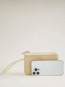 Wovira Women's Fashion Beige Change Bag, Exquisite Woven Materials, Small And Lightweight Mini Clutch Bag, For Daily, Shopping, Hand Storage - Beige - View 6