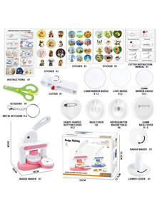 1Set 55mm 35mm Button Badge Maker Machine Multi Size DIY Badge Making Kit 3 In 1 Pin Magnet Keychain Maker With Button Parts Stickers Circle Cutter Scissors Handmade Craft Personalized Gift Supplies - multicolor - View 10