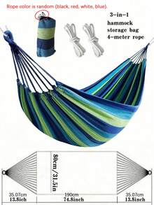 3-In-1 Hammock: A Durable And Portable Hammock Made From Comfortable Fabric. Comes With A Travel Bag And Ropes, Perfect For Garden Camping, Indoor/Outdoor Terraces, Balconies, Backyards, Beaches, And Parks. - multicolor - View 6