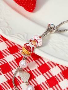 Strawberry Shortcake X SHEIN New Creative Cartoon Pattern Printing Bracelet, IP Joint Design, Lovely Personalized, Simple And Generous, Can Also Be Used As Accessories - Platinum - View 2