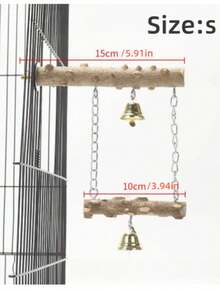 1Pc Pepper Wood Bell & Double Layered Sanding Perches & Swing & Cage Accessories For Parrot Cage Bird Stand & Toys Suitable For All Seasons - multicolor - View 10