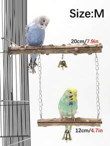 1Pc Pepper Wood Bell & Double Layered Sanding Perches & Swing & Cage Accessories For Parrot Cage Bird Stand & Toys Suitable For All Seasons - multicolor - View 12