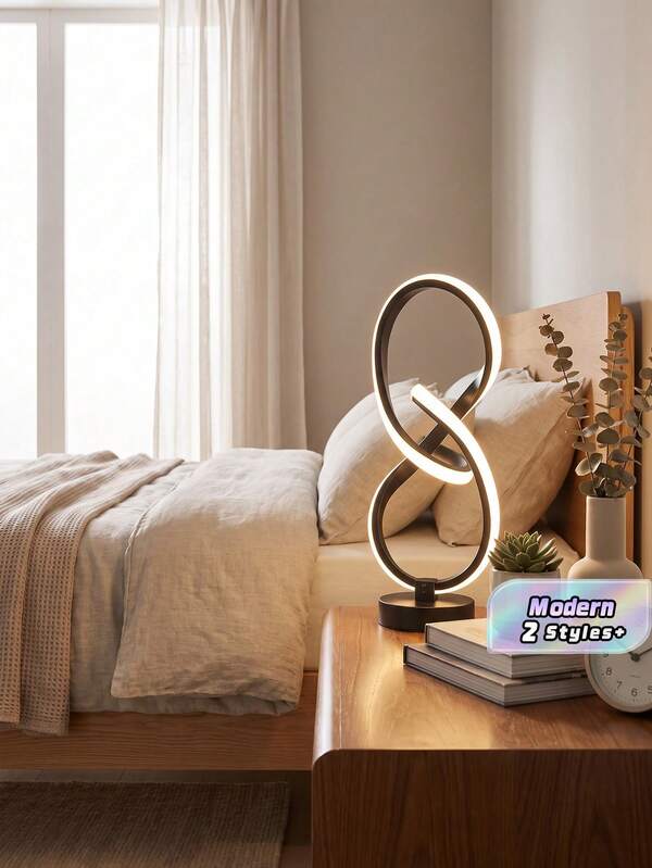 8-Shaped LED Desk Lamp, Creative Design, Suitable For Home, Bedroom, Office, Study, 3 Color Lighting Decoration Atmosphere