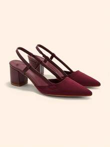 CUCCOO BASICS Sepatu hak tinggi wanita warna burgundy simpel, cocok untuk kencan dan bepergian. - Bourgogne 1 - View 2