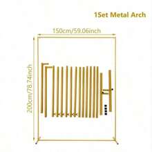 1Set Heavy-Duty Background Stand With Base, Gold Portable Adjustable Tube And Hanging Background Stand Kit, Square Metal Arch Party Frame, Suitable For Wedding Venue Decoration, - gold - View 9
