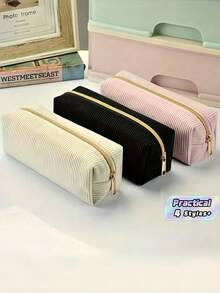 1 SET Durable Zipper Pencil Pouch Stationery Storage Pen Bag Organizer For School Office Home Daily Supplies - black - View 1
