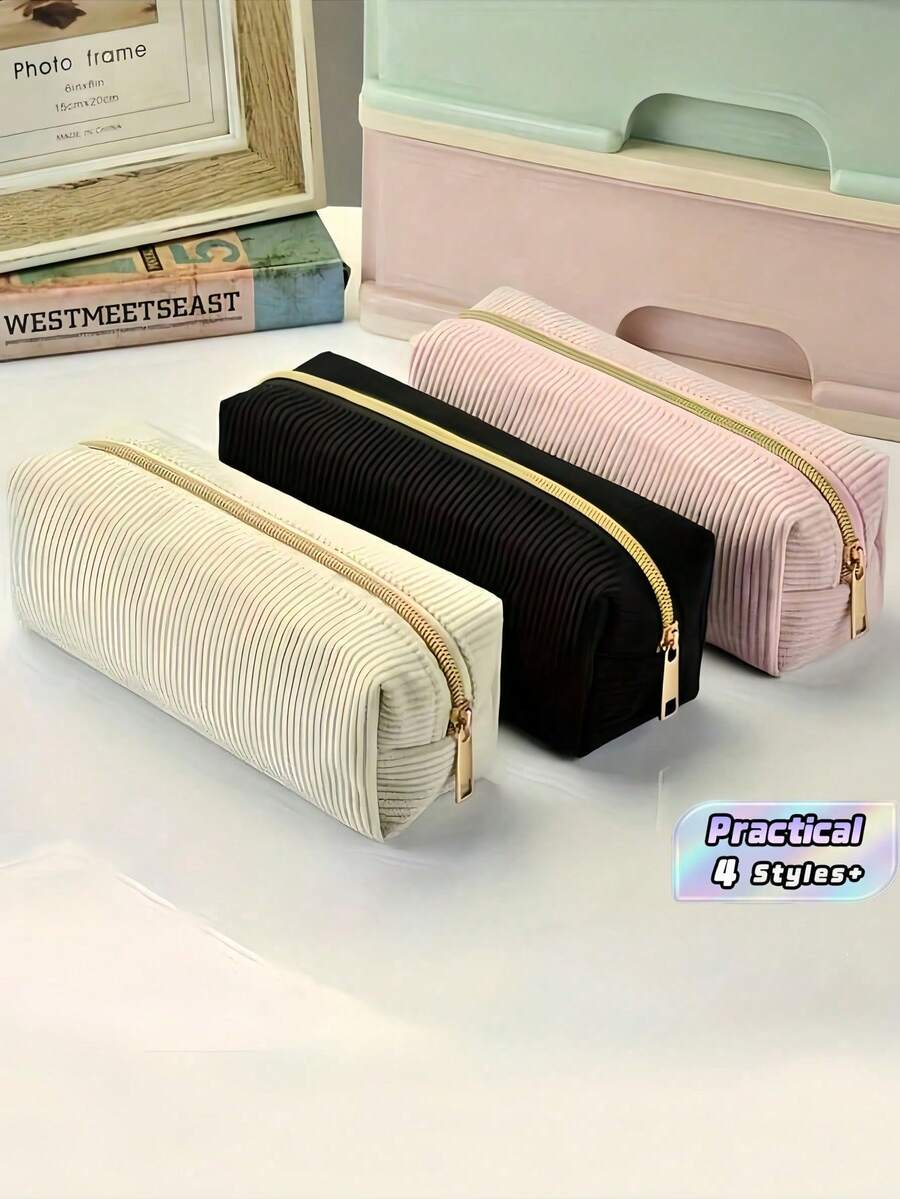 1 SET Durable Zipper Pencil Pouch Stationery Storage Pen Bag Organizer For School Office Home Daily Supplies - black - View 1