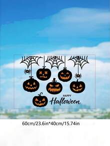 1PC UV Resistant Ghost Pumpkin Silhouette Spider Web Window Clings Glass Decoration Halloween Home Holiday Party Fall Autumn Spooky Scary Decorations - Multicolor - View 4