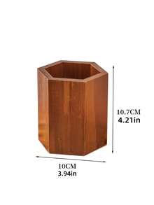 1PC Standard Size Compact Vintage Wooden Hexagonal Diamond Shaped High Practical Pen Holder Pencil Organizer Storage Shelf Desk Rack Durable Sturdy Non Slip Scratch Resistant Space Saving Multi Purpose For Office Study Home - Brown - View 7