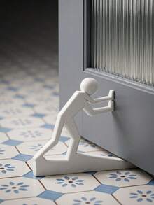 Joivida Door Buddy Human-Shaped Door Stopper Made Via 3D Printing. Designed As A Pushing Figure Silhouette, Offered In Assorted Soft Solid Hues. It Holds Doors Open Steadily, Acting As A Fun Daily Functional Ornament And Personalized Gift Option. - multicolor - View 3