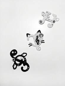 ROMWE Anime 3 Pieces Of Random Polka Dot Note Cat Hairpin, Cute  Duck Bill Clips For Adults - Polka Dot Cat - View 4