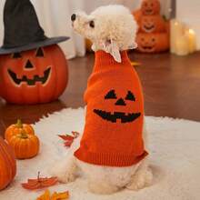 Petsin Funny Halloween Pumpkin Expression Warm Pet Sweater - Orange - View 11