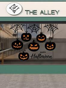1PC UV Resistant Ghost Pumpkin Silhouette Spider Web Window Clings Glass Decoration Halloween Home Holiday Party Fall Autumn Spooky Scary Decorations - Multicolor - View 3