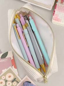 1 SET Durable Zipper Pencil Pouch Stationery Storage Pen Bag Organizer For School Office Home Daily Supplies - black - View 7