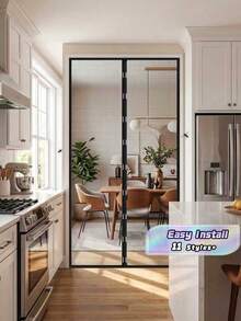 1pc Magnetic Insect Screen Door, Summer Windproof Screen, No Drilling Needed, Mesh Curtain - Insect Barrier & Airflow, Classic Style, Ideal For Bedroom, Living Room, Rv Doors And Windows, With Adhesive Tape! Perfect For Indoor/Outdoor Use - Multicolor - View 2