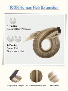Ponytails Extensions Human Hair Ash Brown Highlight Platinum Blonde Remy Hair Extensions Invisible Wrap Around Ponytail Real Human Hair For Women Daily Work - S8/60 - View 4